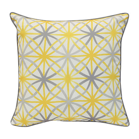 Outdoor Dècor Sunny Citrus Geometric Flower Print Square Outdoor Pillow, One Size, Black