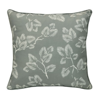 Outdoor Dècor Sunny Citrus Printed White Leaves Square Outdoor Pillow