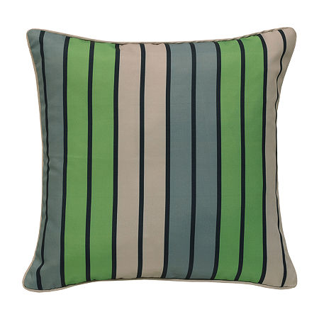 Outdoor Dècor Vintage Blue Printed Stripe Square Outdoor Pillow, One Size, Black