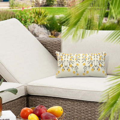 Outdoor Dècor Sunny Citrus Flower Printed Lumbar Rectangular Outdoor Pillow