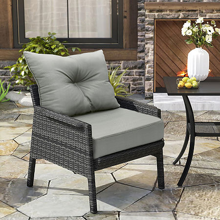 Outdoor Dècor Sunny Citrus Texture Printed Deep Patio Seat Cushion, One Size, Gray