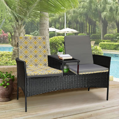 Outdoor Dècor Sunny Citrus Geometric Flower Printed High Back Patio Seat Cushion