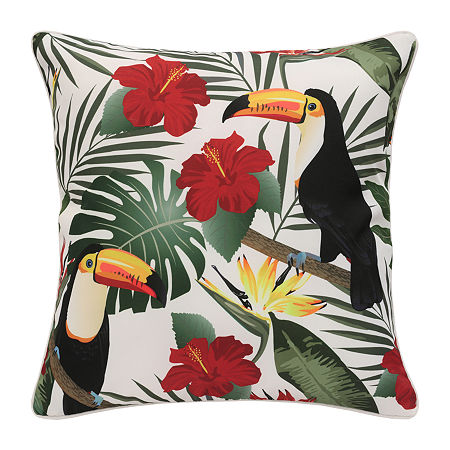 Outdoor Dècor Tropicana Butterfly Toucan Square Outdoor Pillow, One Size, Black