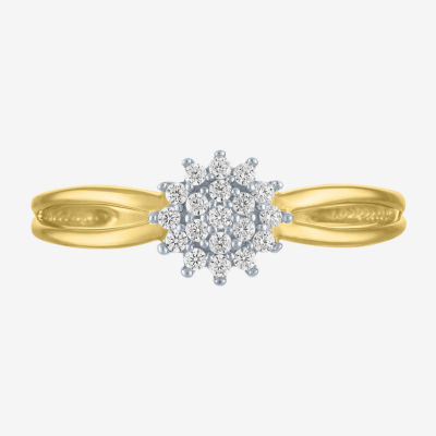 (G-H/ I1-I2) Womens 1/6 CT. T.W. Lab Grown White Diamond 10K Gold Cluster Cocktail Ring