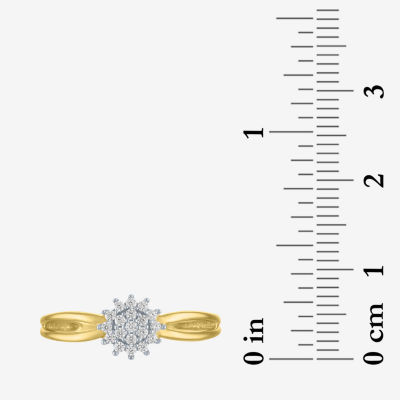 (G-H/ I1-I2) Womens 1/6 CT. T.W. Lab Grown White Diamond 10K Gold Cluster Cocktail Ring