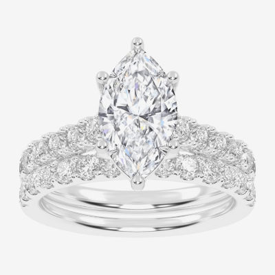 Signature By Modern Bride (G-H / Vs2-Si1) Womens 2 1/2 CT. T.W. Lab Grown White Diamond 14K Gold Marquise Side Stone Bridal Set