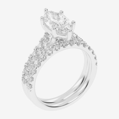 Signature By Modern Bride (G-H / Vs2-Si1) Womens 2 1/2 CT. T.W. Lab Grown White Diamond 14K Gold Marquise Side Stone Bridal Set