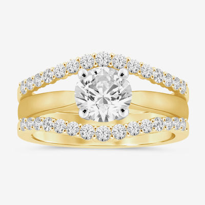 Womens 1/2 CT. T.W. Natural White Diamond 14K Gold Wedding Ring Guard