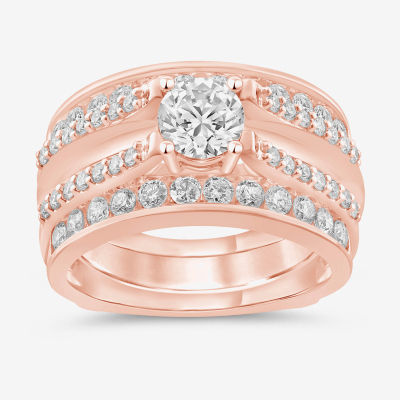 Womens 1/ CT. T.W. Natural White Diamond 14K Rose Gold Wedding Ring Guard