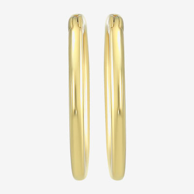 14K Gold 12mm Round Hoop Earrings