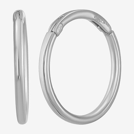 Mens White 14K White Gold 12mm Round Hoop Earrings, One Size
