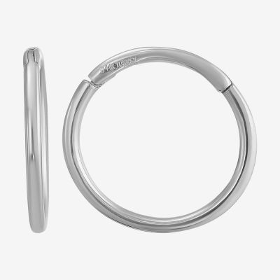 White 14K White Gold 12mm Round Hoop Earrings