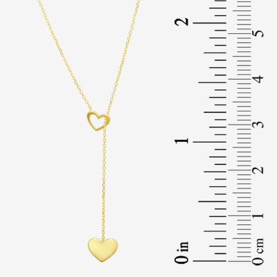 Womens 10K Gold Heart Y Necklace