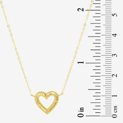 Womens 10K Gold Heart Inch Pendant Necklace