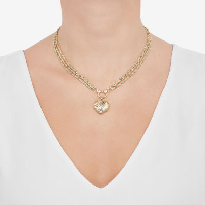 Womens 10K Gold Heart Pendant Necklace