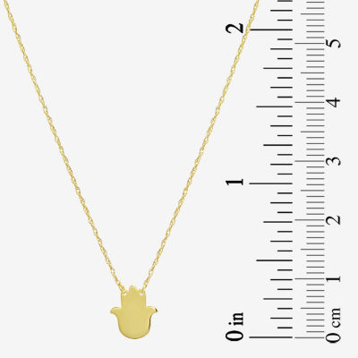 Womens 10K Gold Hamsa Pendant Necklace