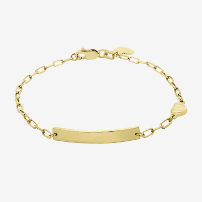Womens 14K Gold 6 Inch Semisolid Link Id Bracelet