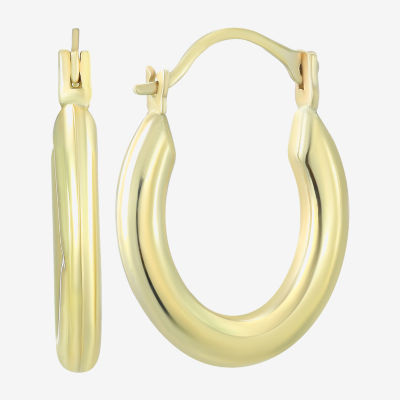 14K Gold 16mm Oval Hoop Earrings