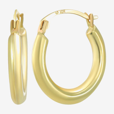 14K Gold 15mm Round Hoop Earrings