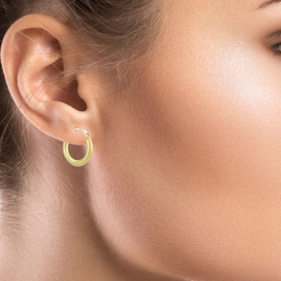 14K Gold 15mm Round Hoop Earrings