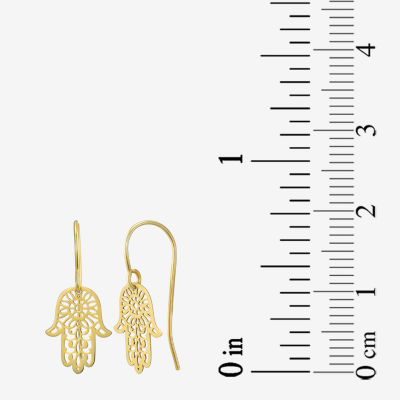 14K Gold Hamsa Drop Earrings