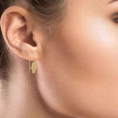 14K Gold Hamsa Drop Earrings