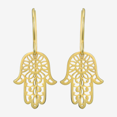 14K Gold Hamsa Drop Earrings