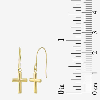 14K Gold Cross Drop Earrings