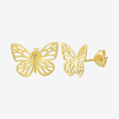 14K Gold 11.8mm Butterfly Stud Earrings