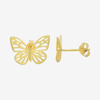 14K Gold 11.8mm Butterfly Stud Earrings