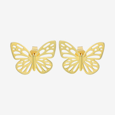 14K Gold 11.8mm Butterfly Stud Earrings