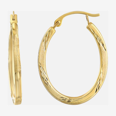 14K Gold 20mm Oval Hoop Earrings