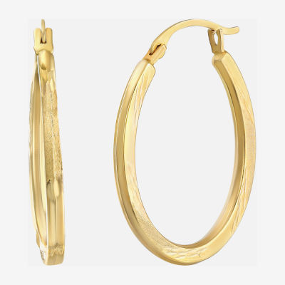 14K Gold 20mm Oval Hoop Earrings