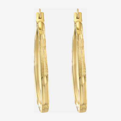 14K Gold 20mm Oval Hoop Earrings