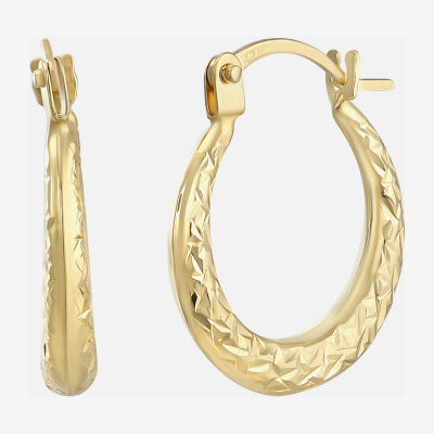 14K Gold 14mm Round Hoop Earrings