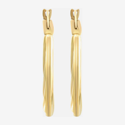 10K Gold 18mm Round Hoop Earrings