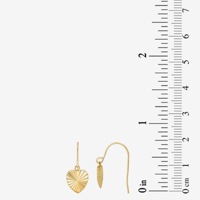14K Gold Heart Square Drop Earrings