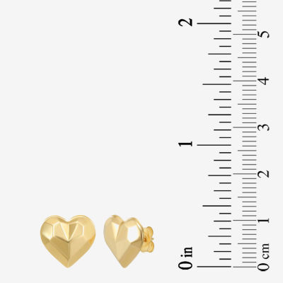 14K Gold 10.9mm Heart Stud Earrings