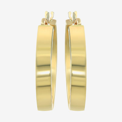 14K Yellow Gold 25mm Tube Hoop Earrings  