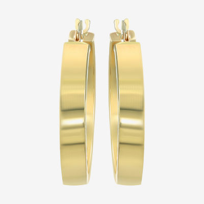 14K Yellow Gold 25mm Tube Hoop Earrings  