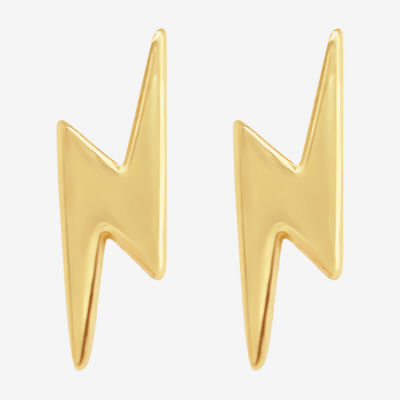 14K Gold 1/4 Inch LIghtning Bolt Stud Earrings