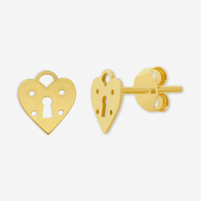 14K Gold 1/2 Inch Heart Stud Earrings