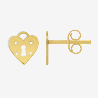 14K Gold 1/2 Inch Heart Stud Earrings