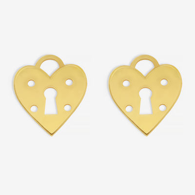 14K Gold 1/2 Inch Heart Stud Earrings