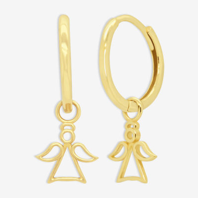 14K Gold 1/2 Inch Angel Hoop Earrings