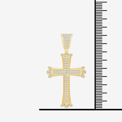 Mens 1 1/8 CT. T.W. Mined White Diamond 10K Gold Cross Pendant