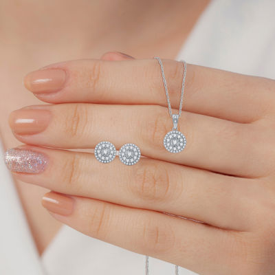 Diamond Blossom (H-I / I1) Womens 1 CT. T.W. Lab Grown White Diamond Sterling Silver Round 2-pc. Jewelry Set