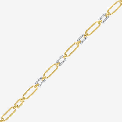 Diamond Addiction (G-H / I1-I2) 14K Gold Over Silver 7.5 Inch Round Link Bracelet