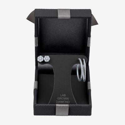 (G-H/I1-I2) Womens 1/7 CT. T.W. Lab Grown White Diamond Sterling Silver Earring Set