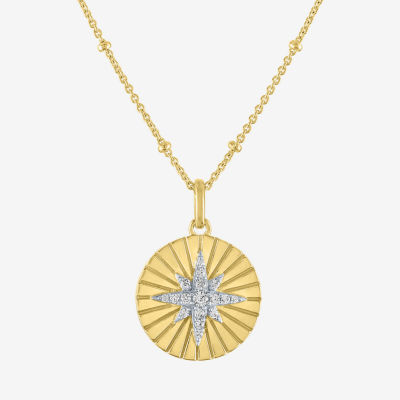 Diamond Addiction (G-H / I1-I2) North Star Womens 1/10 CT. T.W. Lab Grown White Diamond 14K Gold Over Silver Sterling Silver Star Pendant Necklace